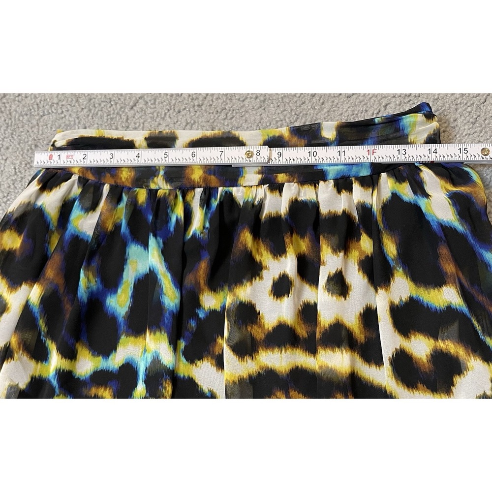 Worthington Leopard Maxi Skirt Women's M Blue Chiffon Pull On Boho Safari Jungle - Picture 7 of 10